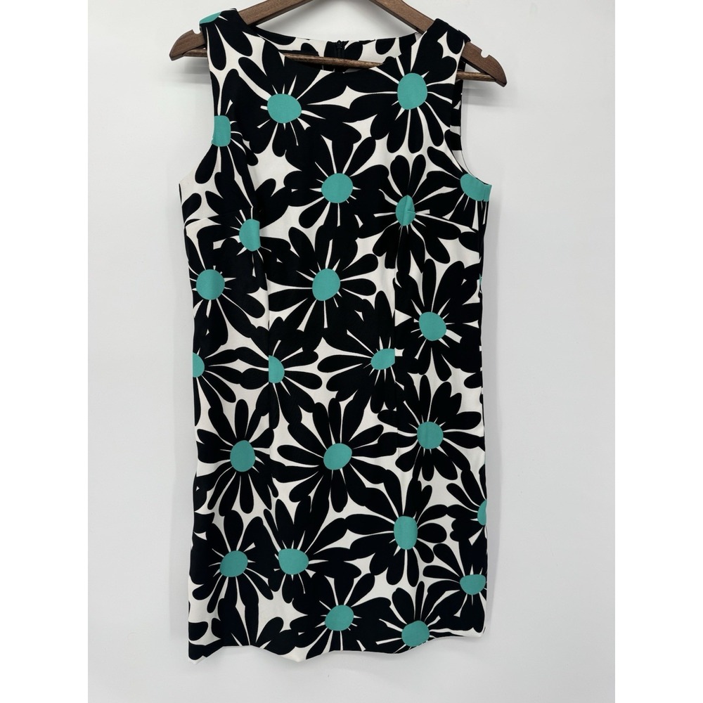 AGB Turquoise Back White Sleeveless Floral Dress spring easter career teacher 12